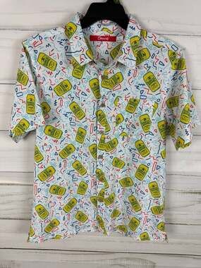 Shinesty Samuel Adams Summer Ale 90s Pattern Button Down Shirt Size Large